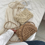 Casual Tassel Straw Clutch for Women Woven Shoulder Bag Beach Purse