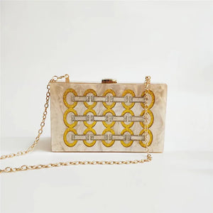 Champagne Acrylic Box Clutch Shoulder Bag