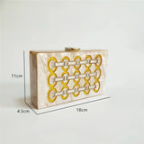 Champagne Acrylic Box Clutch Shoulder Bag