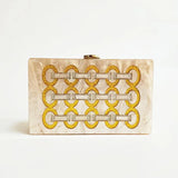 Champagne Acrylic Box Clutch Shoulder Bag