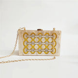 Champagne Acrylic Box Clutch Shoulder Bag