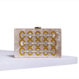 Champagne Acrylic Box Clutch Shoulder Bag