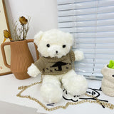Cute Bear Plush Bag for Girls, Autumn Shoulder Messenger Handbag
