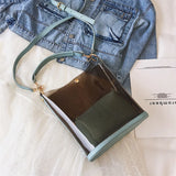 Clear PVC Handbag Set Transparent Women's Crossbody Bucket Bag 2pcs