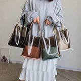 Clear PVC Handbag Set Transparent Women's Crossbody Bucket Bag 2pcs