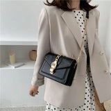 Panelled PU Leather Crossbody Bag For Women Wide strap Shoulder Messenger Bag
