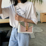 Panelled PU Leather Crossbody Bag For Women Wide strap Shoulder Messenger Bag