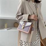 Panelled PU Leather Crossbody Bag For Women Wide strap Shoulder Messenger Bag