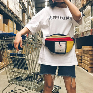 Vintage Panelled Shoulder Bag Messenger Waist Bag