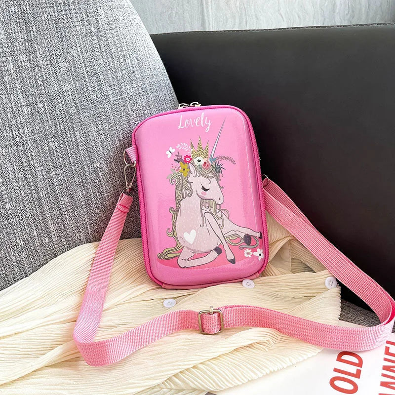 Cartoon Rainbow Pony Mobile Phone Bag Baby Unicorn Shoulder Messenger