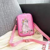 Cartoon Rainbow Pony Mobile Phone Bag Baby Unicorn Shoulder Messenger