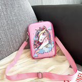 Cartoon Rainbow Pony Mobile Phone Bag Baby Unicorn Shoulder Messenger