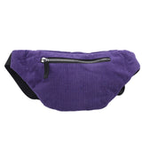 Corduroy Waist Bag Zipper Chest Bag Sport Travel Girl Waist Belt Bags