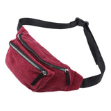 Corduroy Waist Bag Zipper Chest Bag Sport Travel Girl Waist Belt Bags
