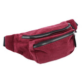 Corduroy Waist Bag Zipper Chest Bag Sport Travel Girl Waist Belt Bags