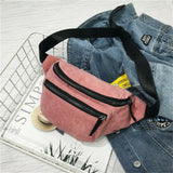 Corduroy Waist Bag Zipper Chest Bag Sport Travel Women Fanny Pack