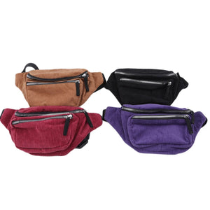 Women's Corduroy Zipper Waist Bag