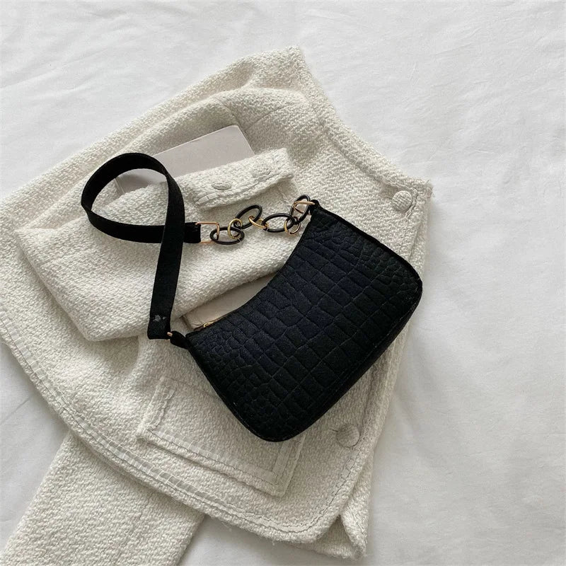 Crocodile Pattern Bags for Women Handbags Metal Chain PU Leather Lady Shoulder