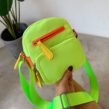 Neon Green Pink Zipper Canvas Crossbody Bag Fluorescence Purses Handbag