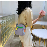 Neon Green Pink Zipper Canvas Crossbody Bag Fluorescence Purses Handbag