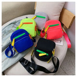 Neon Green Pink Zipper Canvas Crossbody Bag Fluorescence Purses Handbag