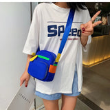 Neon Green Pink Zipper Canvas Crossbody Bag Fluorescence Purses Handbag