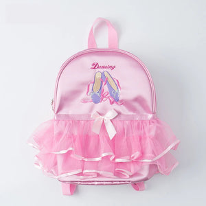 Pink Ballet Bag for Girls with Ruffle Embroidery Backpack