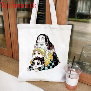 Demon Slayer Canvas Tote Shopper Bag Eco Large-capacity