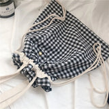 Japanese Harajuku Women Plaid Oxford Shoulder Bag