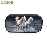 Animal Horse/Pony Print Cosmetic Case Pencil Bag Makeup Girls Boys School Supply