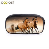 Animal Horse/Pony Print Cosmetic Case Pencil Bag Makeup Girls Boys School Supply