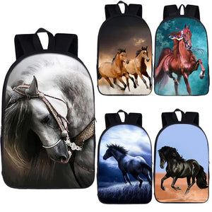 Animal Horse Print Backpack for Teenager Boys Girls School Bags