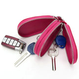 Genuine Leather Key Wallet Zipper Key Case Bag Holder Organizer