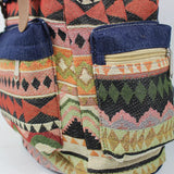 Ethnic Female Backpack Denim Drawstring Shoulder Bag Student School Bag