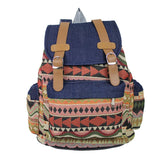 Ethnic Female Backpack Denim Drawstring Shoulder Bag Student School Bag