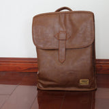 Vintage PU Leather Backpack Student School Bag