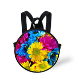 Floral Prints Kids Round Bag Adjustable Shoulder Bag for Children