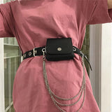 Chic Women's PU Fanny Pack with Chain, Flap Mini Waist Bag