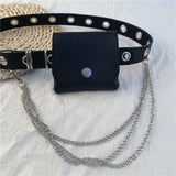 Chic Women's PU Fanny Pack with Chain, Flap Mini Waist Bag