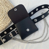 Chic Women's PU Fanny Pack with Chain, Flap Mini Waist Bag