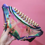 Rivets Waist Bag Women Fanny Pack Leg Bag Pochete Transparent