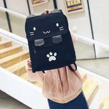 Cat Embroidery Canvas Student Bag for Women