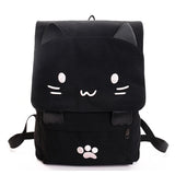 Cat Embroidery Canvas Student Bag for Women