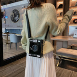 Small Crossbody Bag with Chains, PU Leather Shoulder Bag