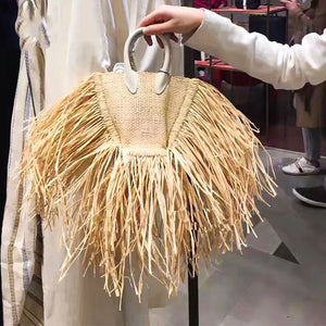 Tassel Straw Bags Rattan Weave Women Handbags Paper Shoulder