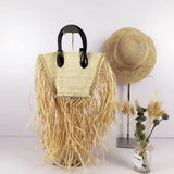 Tassel Straw Bags Rattan Weave Women Handbags Paper Shoulder