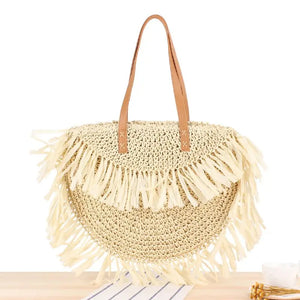 Tassel Straw Bags Rattan Weave Women Handbags Paper Shoulder