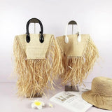 Tassel Straw Bags Rattan Weave Women Handbags Paper Shoulder