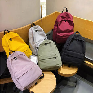 Women's Waterproof Nylon Backpack Big School Bag for Girls