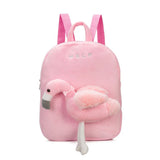 Flamingo Plush Backpack for Kids Pink Grey Small Bag